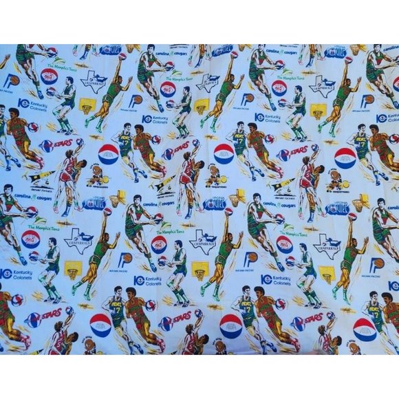 RARE Vintage 60’s 70’s ABA American Basketball Association Fabric 108" x 90" - Picture 4 of 10